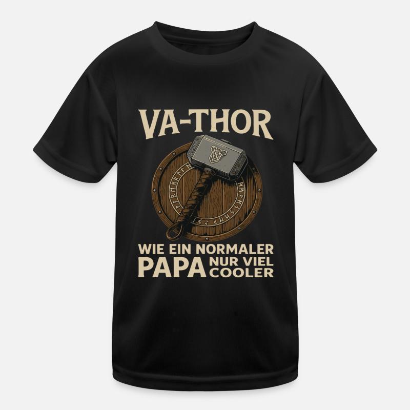 VA-THOR – Papa Design mit Mjölnir & Runen Kinder Funktions-T-Shirt