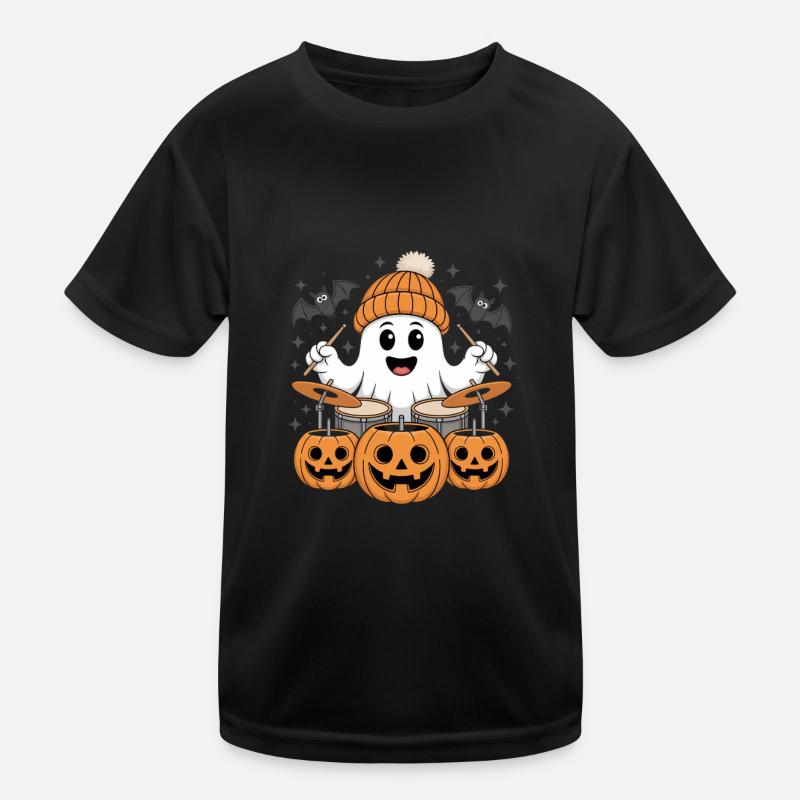 Drôle Ghost Drums Citrouille Halloween T-shirt sport Enfant