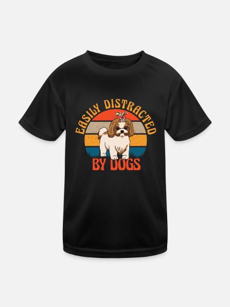 Leicht Abgelenkt Von Hunden Lustige Hundemutter - Kinder Funktions-T-Shirt - Schwarz - Vorne