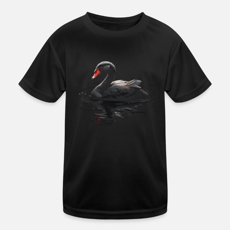 Schwarzer Schwan Vogel Kinder Funktions-T-Shirt