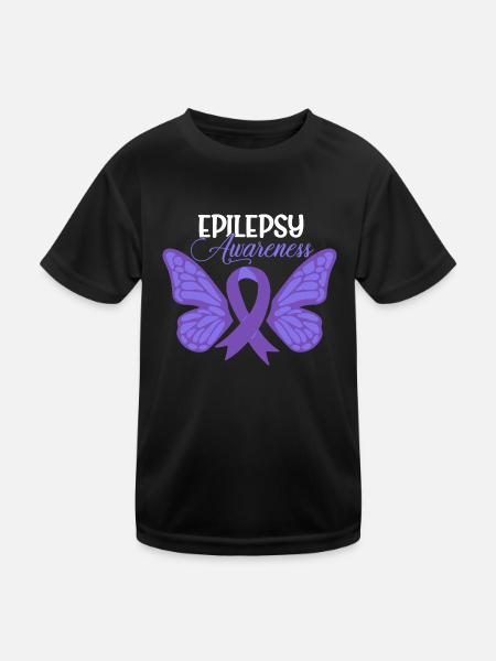 Epilepsy Awareness Purple Ribbon - Kids Functional T-Shirt - black - Front