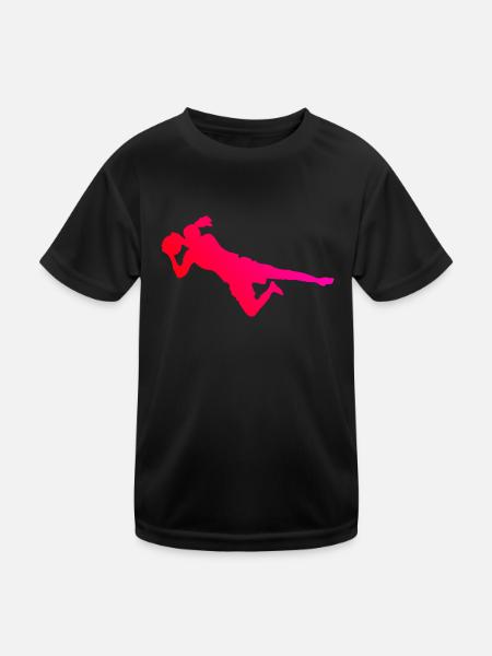 Torwart Fussball Fußball Damen Fußballspieler - Kinder Funktions-T-Shirt - Schwarz - Vorne