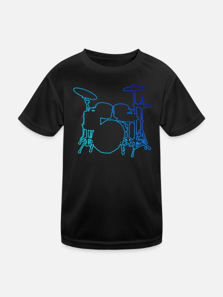 Drum Kit Men's Percussionist Drums - Kids Functional T-Shirt - black - Front