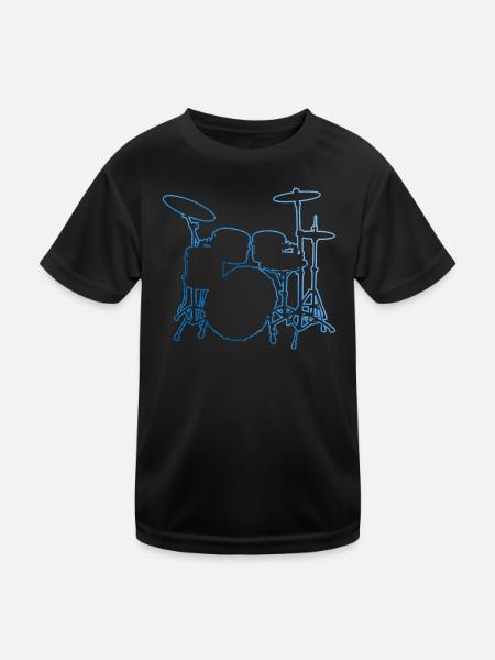Drumming Drummer Drum Kit - Kids Functional T-Shirt - black - Front