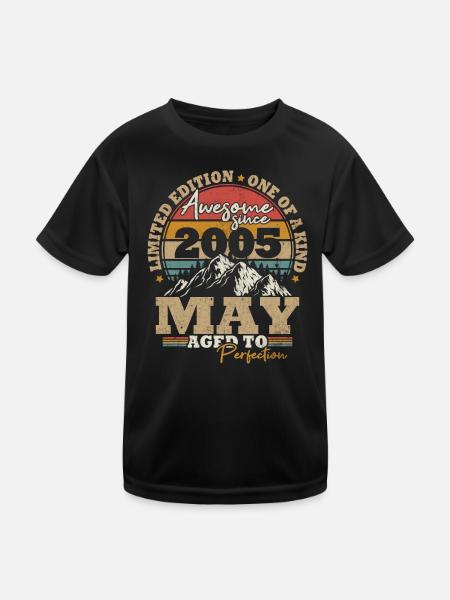 May 2005 Vintage Birthday Gift 18 Years - Kids Functional T-Shirt - black - Front