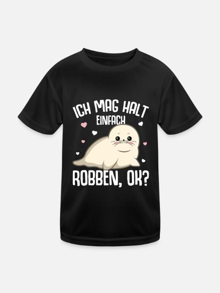 Robbe Seehund Seelöwe Robben Kinder - Kinder Funktions-T-Shirt - Schwarz - Vorne