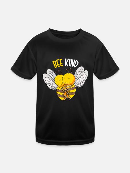 Bee Kind Bienen Kinder Mädchen - Kinder Funktions-T-Shirt - Schwarz - Vorne