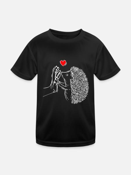 Igel Liebe Kinder Damen Kinder Mädchen - Kinder Funktions-T-Shirt - Schwarz - Vorne