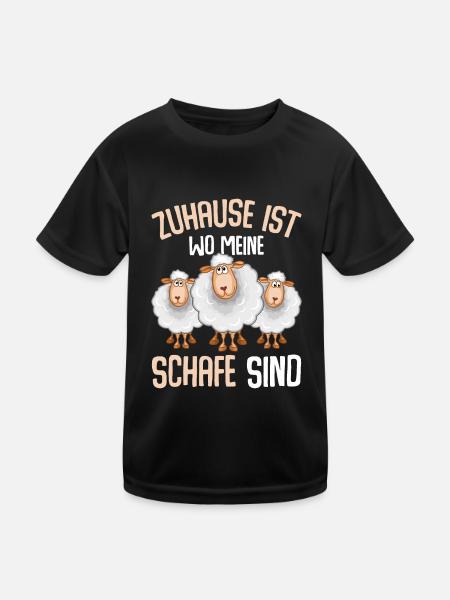 Zuhause ist wo meine Schafe sind - Kinder Funktions-T-Shirt - Schwarz - Vorne