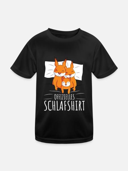 Offizielles Schlafshirt Eichhörnchen Familie - Kinder Funktions-T-Shirt - Schwarz - Vorne