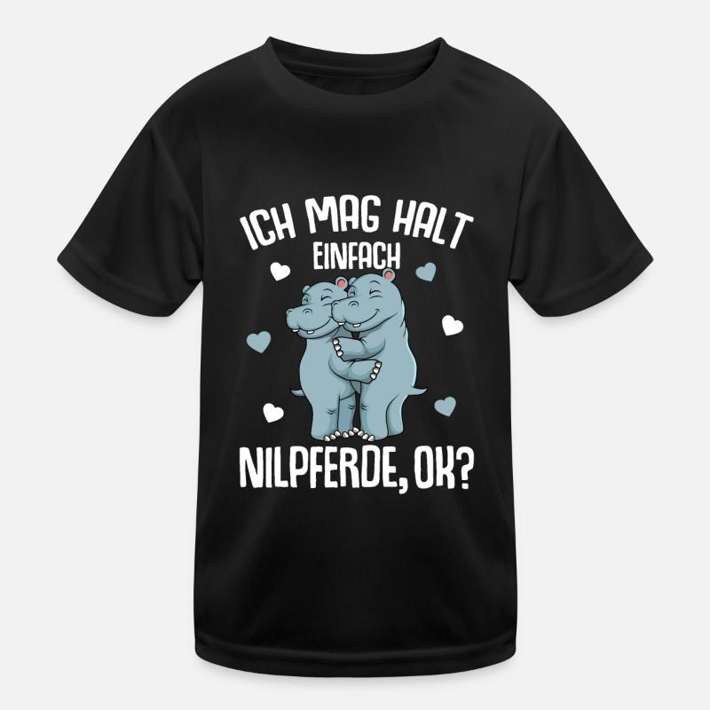 Nilpferd Ich mag halt Nilpferde Hippo - Kinder Funktions-T-Shirt - Schwarz