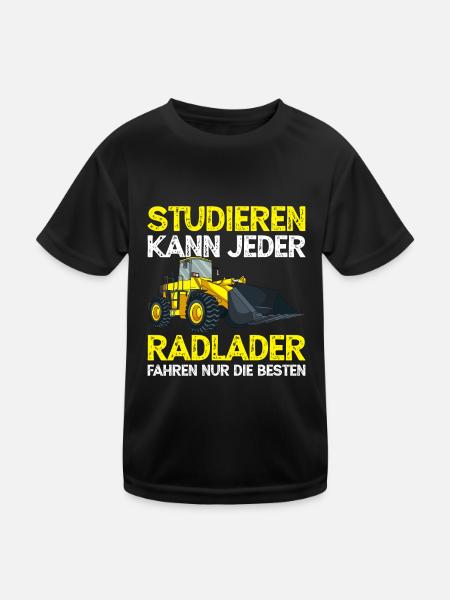 Radlader Fahrer Bagger Baggerlader - Kinder Funktions-T-Shirt - Schwarz - Vorne