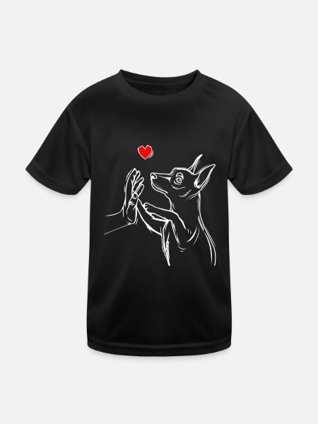 Zwergpinscher Liebe Miniature Pinscher - Kinder Funktions-T-Shirt - Schwarz - Vorne