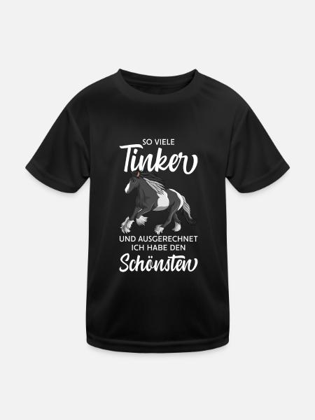 Tinker Pferd Reiterin Damen Pferde Mädchen - Kinder Funktions-T-Shirt - Schwarz - Vorne