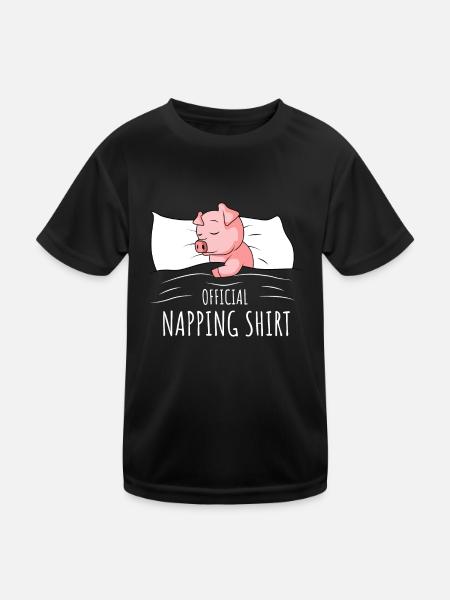 Pig Sleeping Shirt Pigs Gift - Kids Functional T-Shirt - black - Front