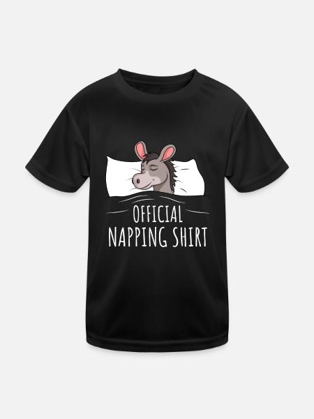 Donkey Sleeping Shirt Gift - Kids Functional T-Shirt - black - Front