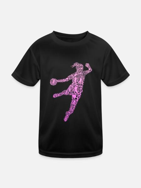 Handball Handballerin Mädchen - Kinder Funktions-T-Shirt - Schwarz - Vorne