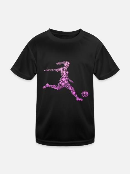 Fußball Mädchen Fußballerin Frauen Damen - Kinder Funktions-T-Shirt - Schwarz - Vorne