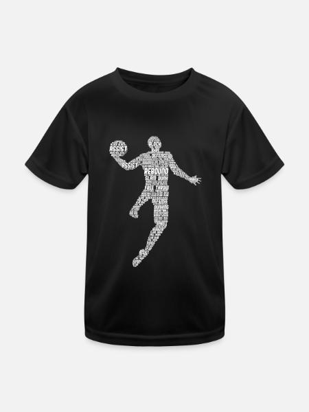 Basketball Basketballer Jungen Herren Kinder - Kinder Funktions-T-Shirt - Schwarz - Vorne