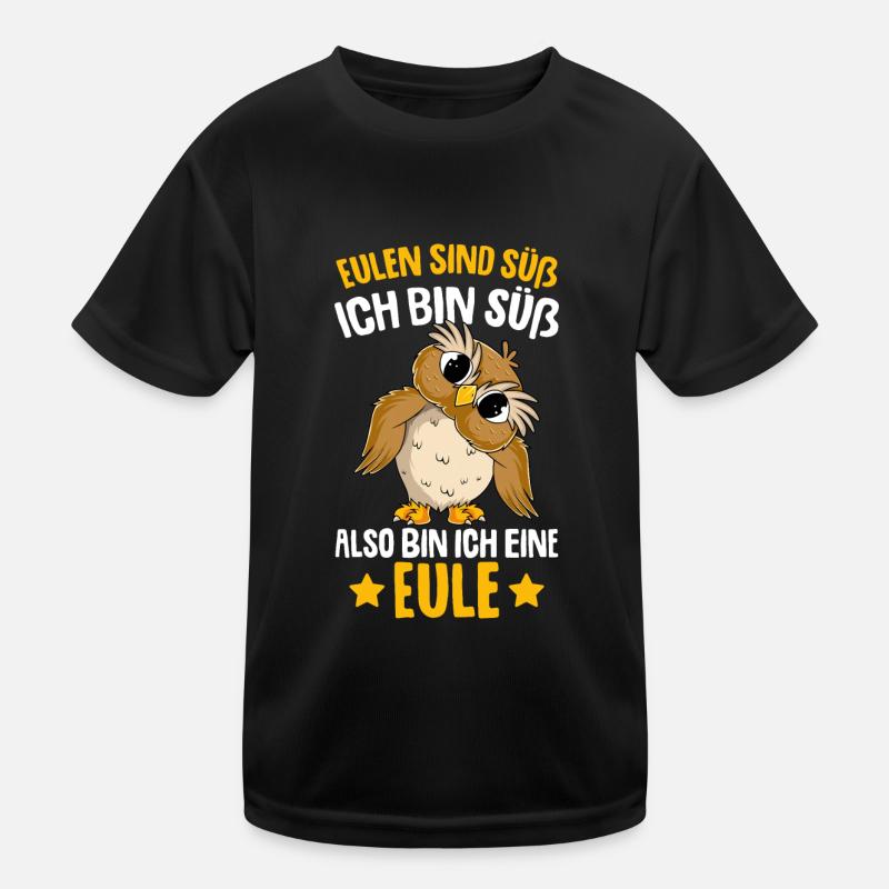 Eulen sind süß Kinder Mädchen Eule - Kinder Funktions-T-Shirt - Schwarz