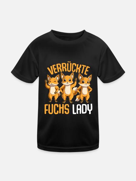 Verrückte Fuchs Lady Damen Füchse - Kinder Funktions-T-Shirt - Schwarz - Vorne