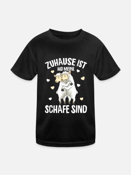 Zuhause ist wo meine Schafe sind Schaf - Kinder Funktions-T-Shirt - Schwarz - Vorne