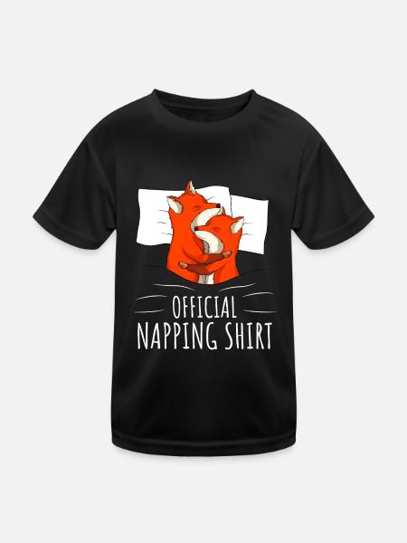 Fox Sleeping Shirt - Kids Functional T-Shirt - black - Front