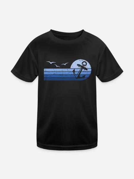 Anker Symbol Seemann Seefahrer Kapitän - Kinder Funktions-T-Shirt - Schwarz - Vorne