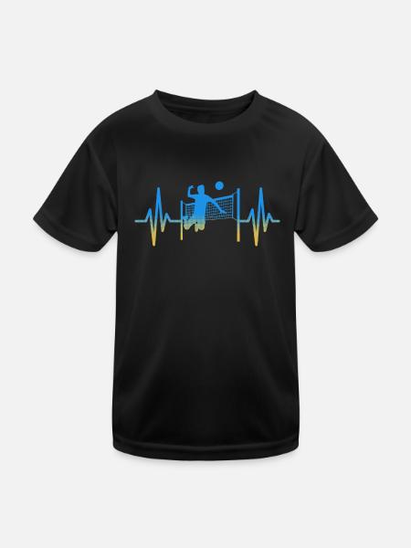 Volley-ball, battement de cœur, joueurs de volley-ball, volley - T-shirt sport Enfant - noir - Devant