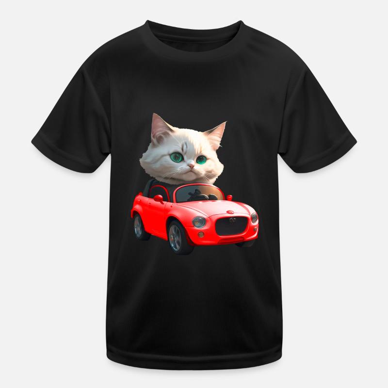 Cat drives convertible Kids Functional T-Shirt
