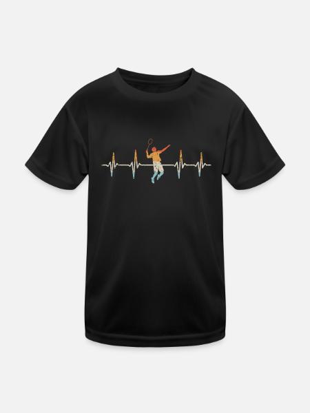 badminton heartbeat badminton sport - Kids Functional T-Shirt - black - Front