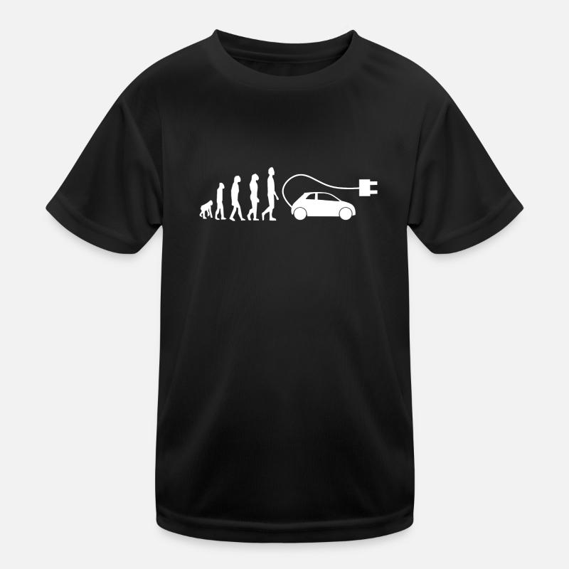 E-Auto Elektroauto Evolution - Kinder Funktions-T-Shirt - Schwarz