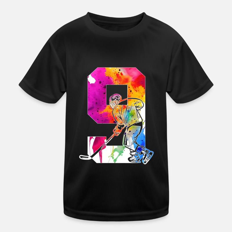 NUMMER 9 EISHOCKEY 9. GEBURTSTAG Kinder Funktions-T-Shirt