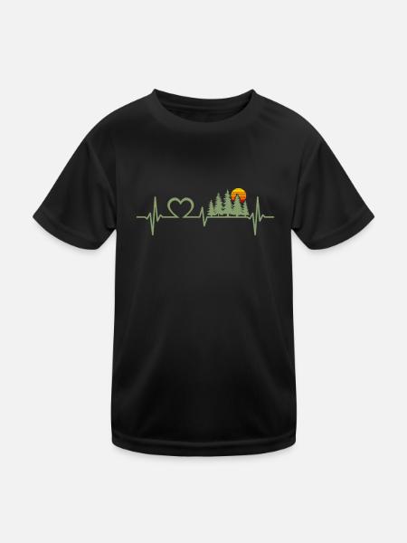 Trees Heartbeat Wildlife Nature Forest Outdoor - Kids Functional T-Shirt - black - Front