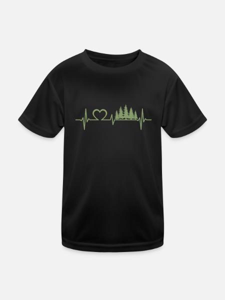 Trees Heartbeat Wildlife Nature Forest Outdoor - Kids Functional T-Shirt - black - Front