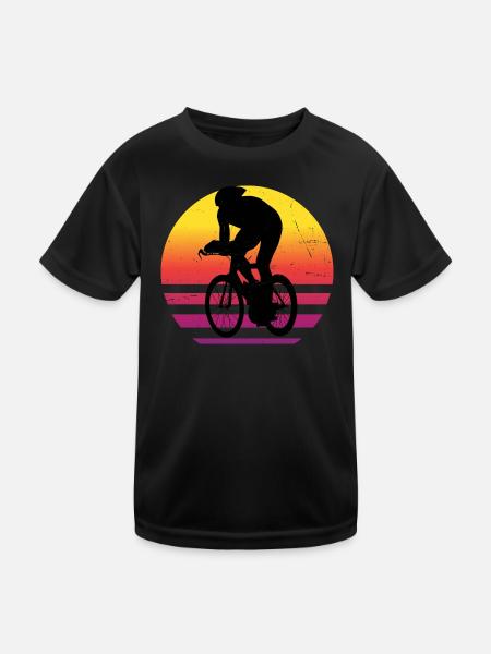 Rennrad Damen Rennradfahrer Rennradfahren - Kinder Funktions-T-Shirt - Schwarz - Vorne