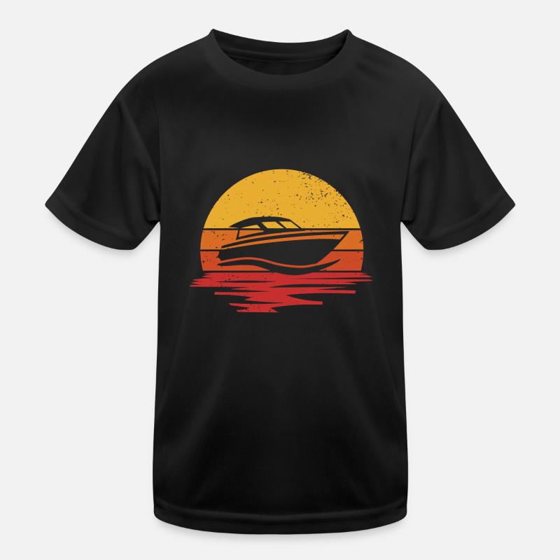 Motor Boat Motorboating Captain Boat Lover Kids Functional T-Shirt