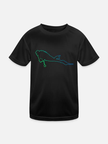Free Dive Women Diving Scuba Diving Diving - Kids Functional T-Shirt - black - Front
