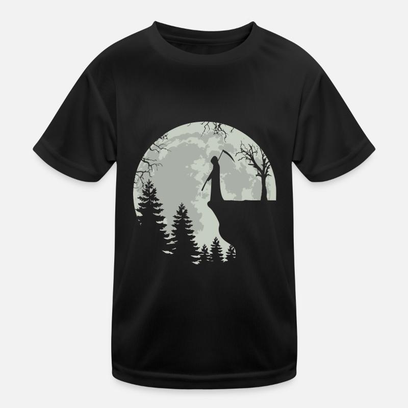 Skeleton Full Moon Grim Reaper Kinder Funktions-T-Shirt