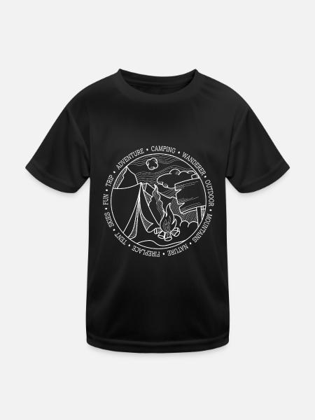 Line Art Simple Camping BLANC - T-shirt sport Enfant - noir - Devant