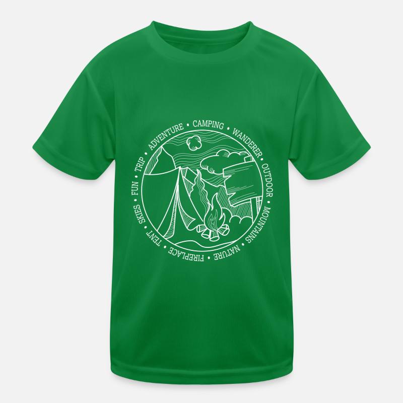 Line Art Simple Camping WHITE Kinder Funktions-T-Shirt