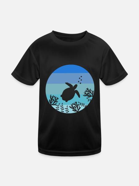 Ocean Animal Lovers Créature marine Tortue rétro - T-shirt sport Enfant - noir - Devant
