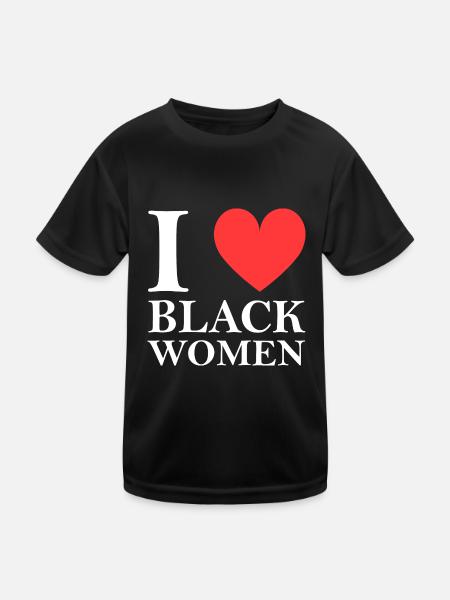 J'aime les femmes noires - T-shirt sport Enfant - noir - Devant
