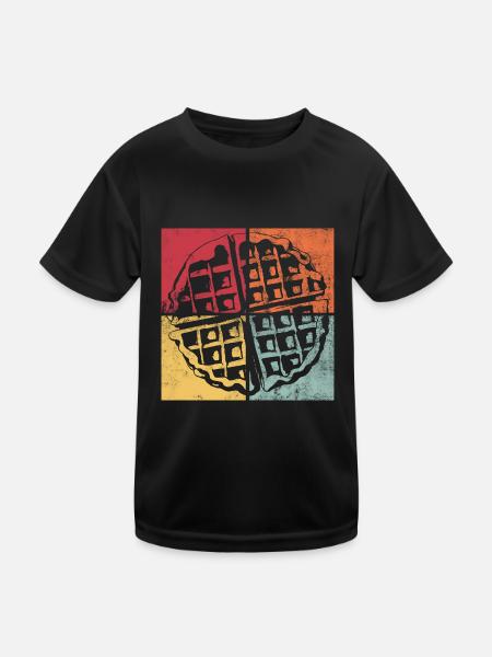 Gourmet-Hobbykoch im Waffeldesign im Retro-Design - Kinder Funktions-T-Shirt - Schwarz - Vorne