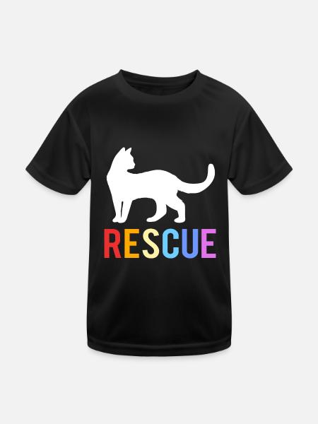 Katzenrettung Tierrechte Tierrettung Tierheim - Kinder Funktions-T-Shirt - Schwarz - Vorne