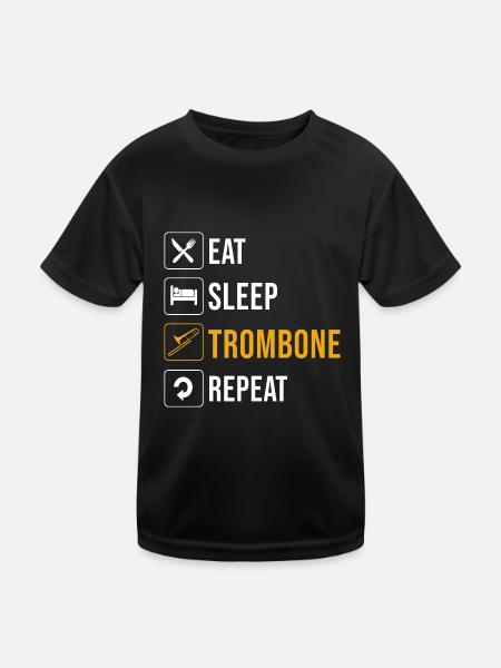 Posaune - Kinder Funktions-T-Shirt - Schwarz - Vorne