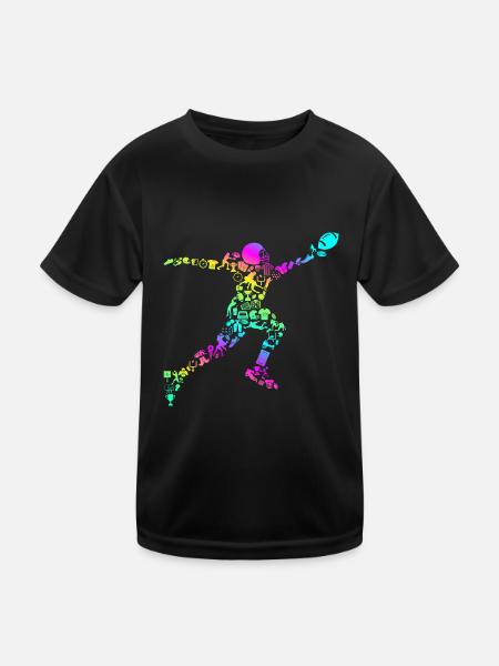 Football Retro Calligram Team Sport Love Football - Kids Functional T-Shirt - black - Front