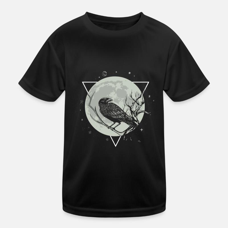 Krähe Mond Schwarze Schwarzer Rabe Kinder Funktions-T-Shirt