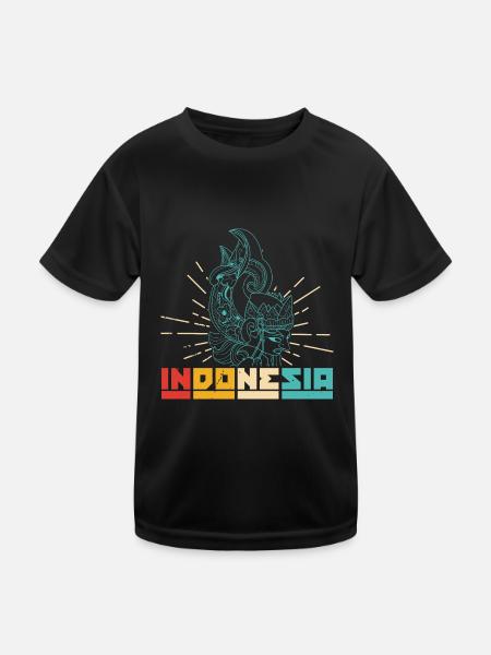 Indonesien Reise Bali Wayang Kulit Schatten - Kinder Funktions-T-Shirt - Schwarz - Vorne