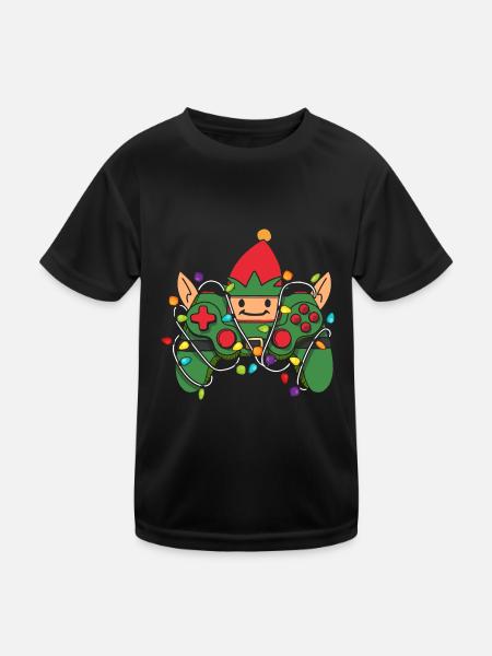 Christmas Gaming Controller - Kids Functional T-Shirt - black - Front